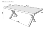 Esstisch Baumkante massiv Akazie Natur 220 x 100 X-Gestell silber CALI