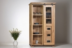 Highboard Vitrine 100 x 175 x 45 cm Akazienholz massiv naturfarben LIBRO