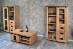 Highboard Vitrine 100 x 175 x 45 cm Akazienholz massiv naturfarben LIBRO