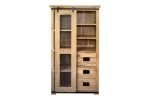 Highboard Vitrine 100 x 175 x 45 cm Akazienholz massiv naturfarben LIBRO