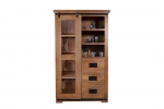 Highboard Vitrine 100 x 175 x 45 cm Akazienholz massiv nussbaumfarben LIBRO