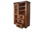 Highboard Vitrine 100 x 175 x 45 cm Akazienholz massiv nussbaumfarben LIBRO