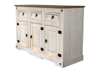 SAM® Sideboard Kommode 132 x 84 x 44 cm Pinienholz weiß hongifarben lasiert MEXICO