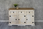 SAM® Sideboard Kommode 132 x 84 x 44 cm Pinienholz weiß hongifarben lasiert MEXICO