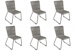 Gartenstuhl Outdoor-Seilstuhl Farbe Grau mit Eisen-Gestell in schwarz ISRA (6er Set)