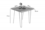 Esstisch Baumkante massiv Akazie natur 80x80 Hairpin-Gestell silber HANNAH