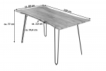  Esstisch Baumkante massiv Akazie natur 120 Hairpin-Gestell silber HANNAH