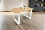 Esstisch 120x80cm Akazie massiv eichenfarben schweizer Kante U-Gestell weiß DEAN