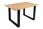 Esstisch 120x80cm Akazie massiv eichenfarben schweizer Kante U-Gestell schwarz DEAN