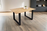 Esstisch 120x80cm Akazie massiv eichenfarben schweizer Kante U-Gestell schwarz DEAN