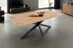 Esstisch 180x90cm Akazie massiv eichenfarben schweizer Kante Spider-Gestell schwarz DEAN