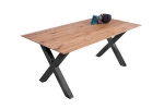 Esszimmertisch Schweizer Kante eckig massiv & geölt Eiche 180x90 schwarz X-Gestell Lotte