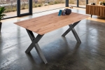 Esszimmertisch Schweizer Kante eckig massiv & geölt Eiche 180x90 schwarz X-Gestell Lotte