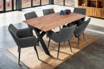 Esszimmertisch Schweizer Kante eckig massiv & geölt Eiche 180x90 schwarz X-Gestell Lotte