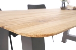 Esszimmertisch Schweizer Kante rund massiv & geölt Eiche 200x100 schwarz A-Gestell Lotte