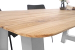 Esszimmertisch Schweizer Kante rund massiv & geölt Eiche 200x100 silber A-Gestell Lotte