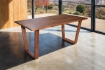 Esstisch Baumkante massiv Akazie nuss 120 x 80 V-Holzgestell nussbaumfarben GIRONA