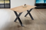 Esstisch 120x80cm Akazie massiv eichenfarben schweizer Kante X-Gestell schwarz DEAN