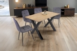 Esstisch 120x80cm Akazie massiv eichenfarben schweizer Kante X-Gestell schwarz DEAN