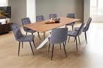 Esstisch 180x90 cm Akazie massiv eichenfarben schweizer Kante Spider-Gestell weiß DEAN