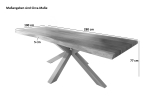 Esstisch Baumkante massiv Akazie natur 280 x 100 Spider-Gestell silber ATLAS