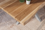 Esstisch Baumkante massiv Akazie natur 180 x 90 Spider-Gestell silber ATLAS