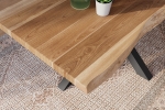 Esstisch Baumkante massiv Akazie natur 180 x 90 Spider-Gestell schwarz ATLAS
