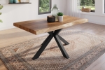 Esstisch Baumkante massiv Akazie natur 160 x 85 Spider-Gestell schwarz ATLAS