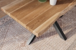 Esstisch Baumkante massiv Akazie natur 160 x 85 Spider-Gestell schwarz ATLAS