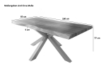 Esstisch Baumkante massiv Akazie natur 160 x 85 Spider-Gestell schwarz ATLAS