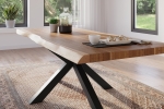 Esstisch Baumkante massiv Akazie natur 220 x 100 Spider-Gestell schwarz ATLAS