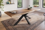 Esstisch Baumkante massiv Akazie natur 260 x 100 Spider-Gestell schwarz ATLAS