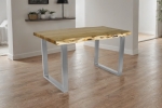 Esstisch Baumkante Akazie massiv eichenfarben 140 x 80 U-Gestell silber CALI