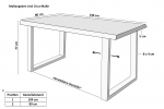 Esstisch Baumkante Akazie massiv eichenfarben 140 x 80 U-Gestell silber CALI