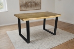 Esstisch Baumkante Akazie massiv eichenfarben 160 x 85 U-Gestell schwarz CALI