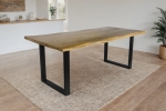 Esstisch Baumkante Akazie massiv eichenfarben 180 x 90 U-Gestell schwarz CALI