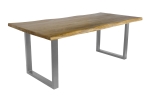 Esstisch Baumkante Akazie massiv eichenfarben 180 x 90 U-Gestell silber CALI