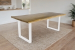 Esstisch Baumkante Akazie massiv eichenfarben 180 x 90 U-Gestell weiß CALI