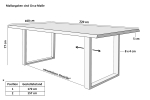 Esstisch Baumkante Akazie massiv eichenfarben 220 x 100 U-Gestell weiß CALI
