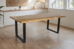 Esstisch Baumkante Akazie massiv eichenfarben 240 x 100 U-Gestell schwarz CALI