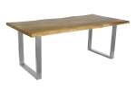 Esstisch Baumkante Akazie massiv eichenfarben 240 x 100 U-Gestell silber CALI