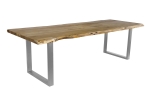 Esstisch Baumkante Akazie massiv eichenfarben 260 x 100 U-Gestell silber CALI