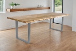 Esstisch Baumkante Akazie massiv Eiche 280 x 100 U-Gestell silber CALI