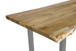 Esstisch Baumkante Akazie massiv Eiche 280 x 100 U-Gestell silber CALI