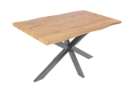 Esstisch Baumkante Holz Wildeiche-Optik 120 x 80 Spider-Gestell silber JOSY