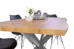 Esstisch Baumkante Holz Wildeiche-Optik 120 x 80 Spider-Gestell silber JOSY