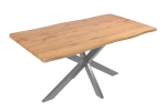 Esstisch Baumkante Holz-Optik Wildeiche 160 x 85 Spider-Gestell silber JOSY