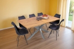 Esstisch Baumkante Holz-Optik Wildeiche 160 x 85 Spider-Gestell silber JOSY