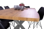 Esstisch Baumkante Holz-Optik Wildeiche 160 x 85 Spider-Gestell silber JOSY