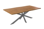 Esstisch Baumkante Holz Nussbaum-Optik 200 x 100 Spider-Gestell silber JOSY